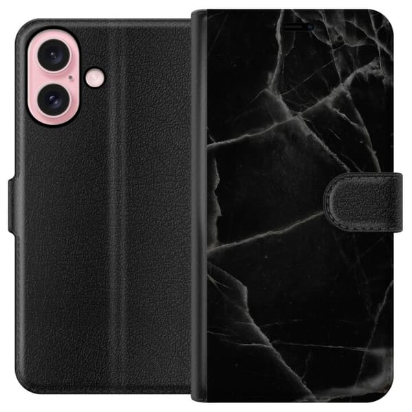 Apple iPhone 16 Lompakkokotelo Musta marmori