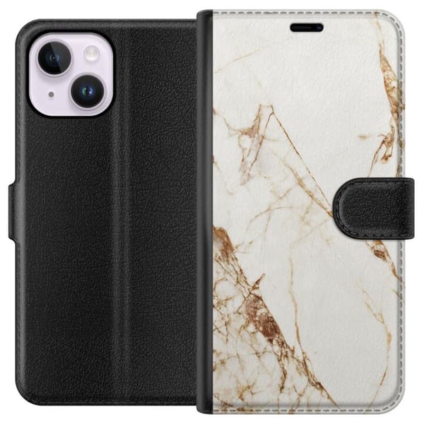Apple iPhone 15 Plus Tegnebogsetui Hvid marmor