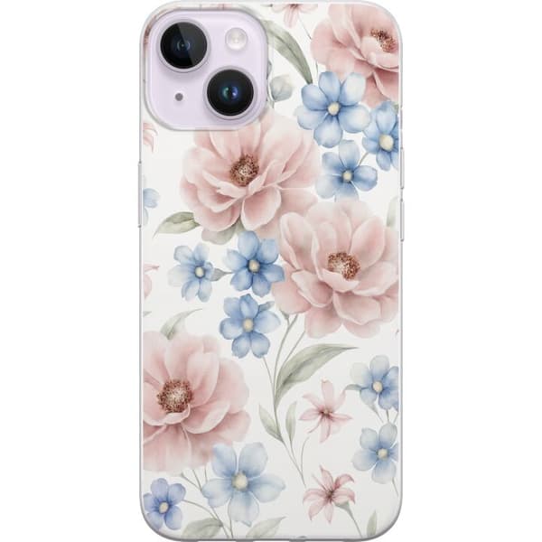 Apple iPhone 15 Plus Genomskinligt Skal Romantiska blommor