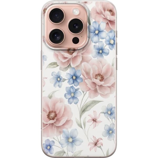 Apple iPhone 16 Pro Gjennomsiktig deksel Romantiske blomster