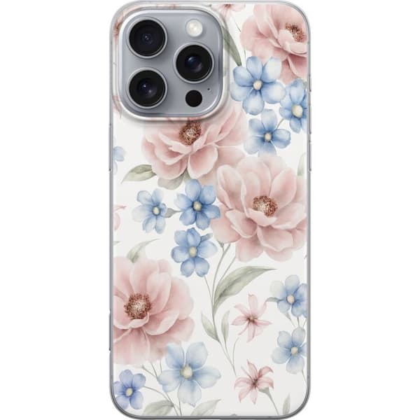 Apple iPhone 16 Pro Max Gjennomsiktig deksel Romantiske blomster