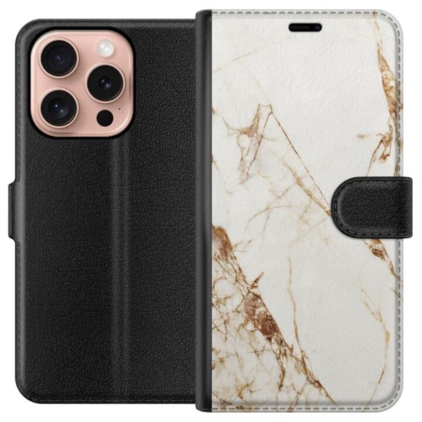 Apple iPhone 16 Pro Plånboksfodral Vit marmor