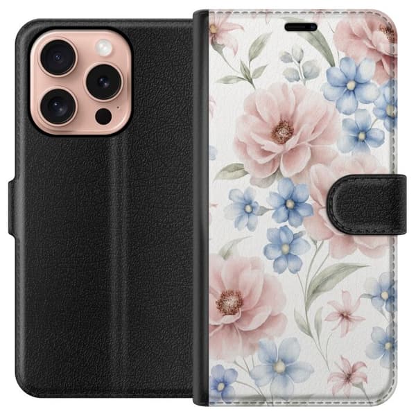 Apple iPhone 16 Pro Plånboksfodral Romantiska blommor