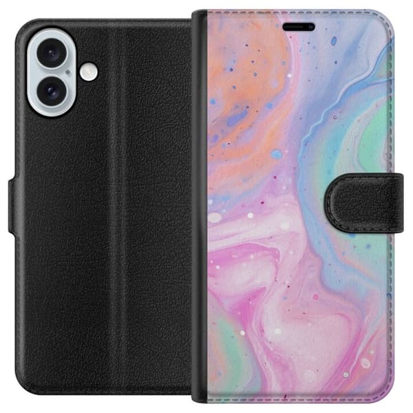 Apple iPhone 16 Plus Lompakkokotelo Pastellimarmori