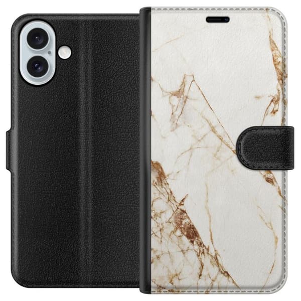 Apple iPhone 16 Plus Tegnebogsetui Hvid marmor