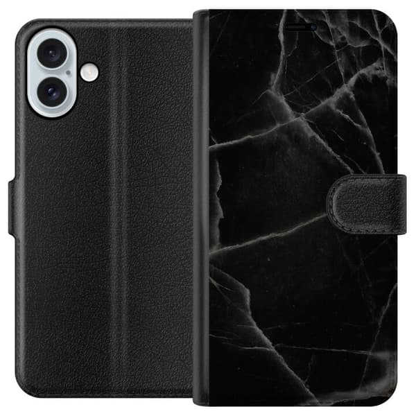 Apple iPhone 16 Plus Lompakkokotelo Musta marmori