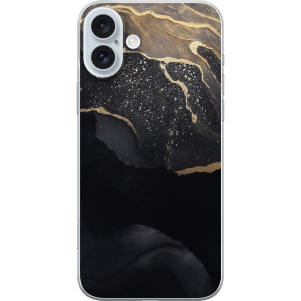Apple iPhone 16 Plus Gennemsigtig cover Sort guld abstrakt