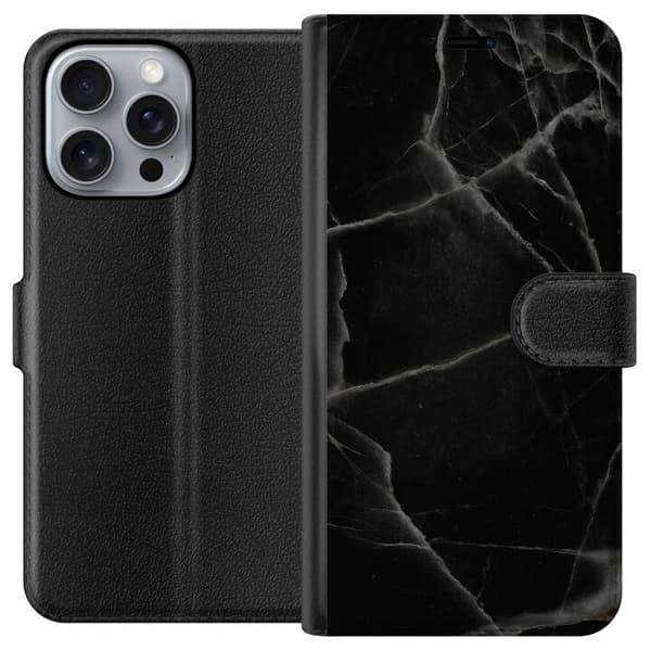 Apple iPhone 16 Pro Max Lommeboketui Svart marmor