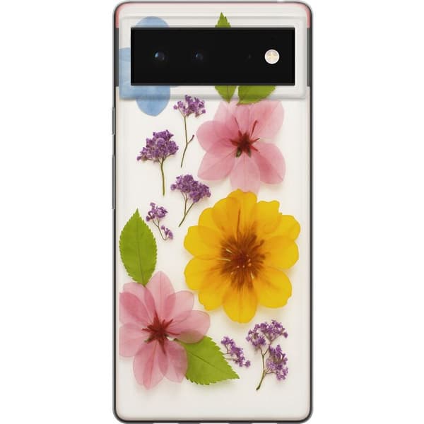 Google Pixel 6 Läpinäkyvä kuori Painetut kukat