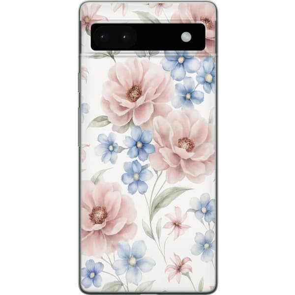 Google Pixel 6a Gjennomsiktig deksel Romantiske blomster