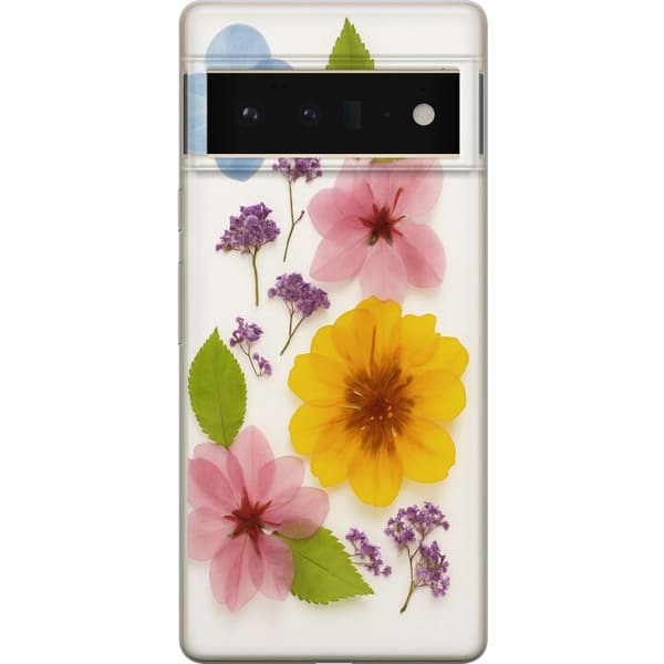 Google Pixel 6 Pro Gennemsigtig cover Pressede blomster