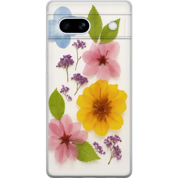 Google Pixel 7a Gennemsigtig cover Pressede blomster
