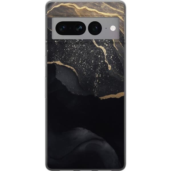 Google Pixel 7 Pro Gennemsigtig cover Sort guld abstrakt