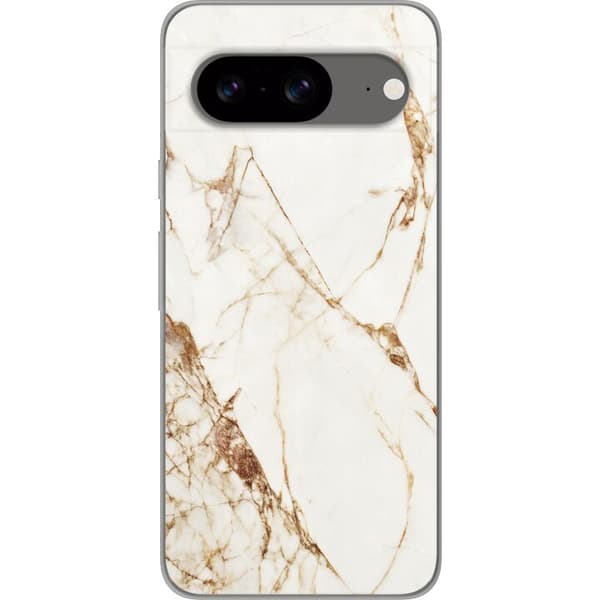 Google Pixel 8 Läpinäkyvä kuori Valkoinen marmori