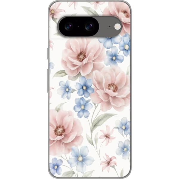 Google Pixel 8 Läpinäkyvä kuori Romanttiset kukat
