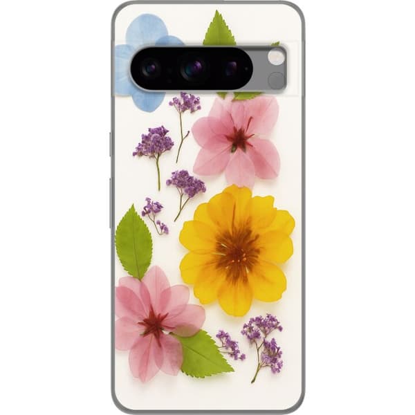Google Pixel 8 Pro Genomskinligt Skal Pressade blommor