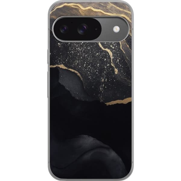 Google Pixel 9 Pro Gjennomsiktig deksel Svart gull abstrakt