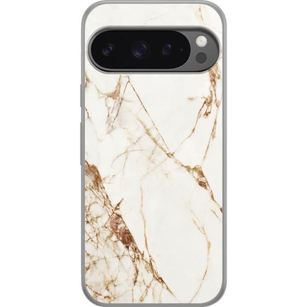 Google Pixel 9 Pro XL Gjennomsiktig deksel Hvit marmor