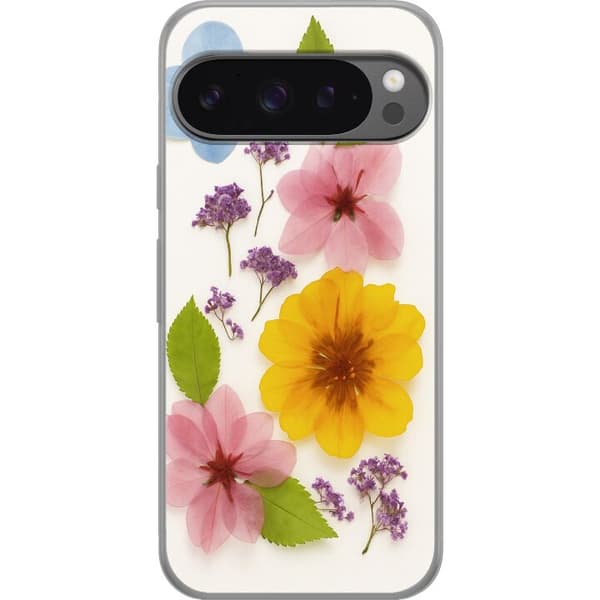 Google Pixel 9 Pro XL Gennemsigtig cover Pressede blomster