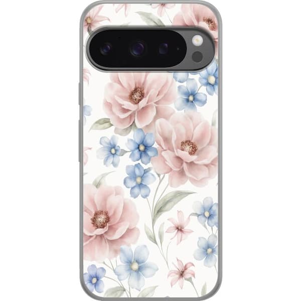 Google Pixel 9 Pro XL Läpinäkyvä kuori Romanttiset kukat