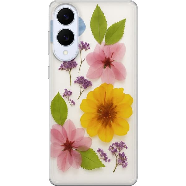 Samsung Galaxy S25 Edge Genomskinligt Skal Pressade blommor