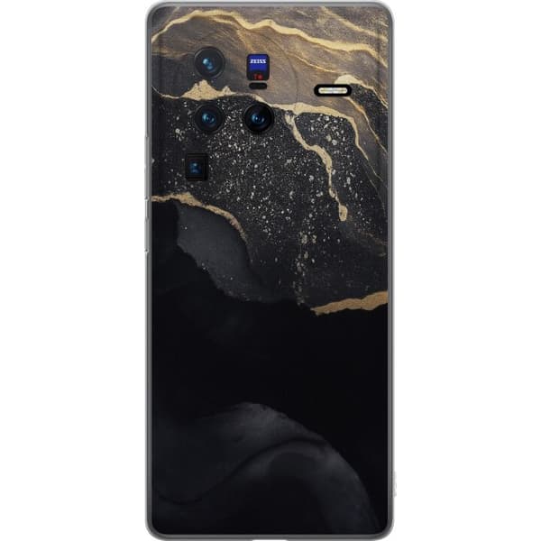 vivo X80 Pro Läpinäkyvä kuori Musta kulta abstrakti