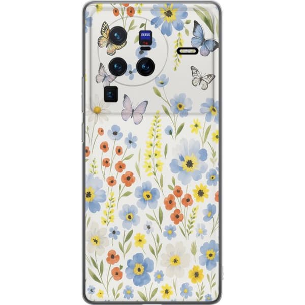 vivo X80 Pro Läpinäkyvä kuori Kesäkukat