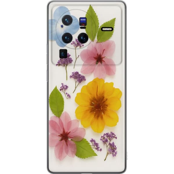 vivo X80 Pro Läpinäkyvä kuori Painetut kukat