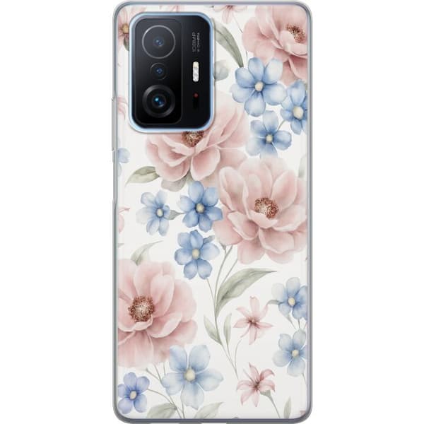 Xiaomi 11T Pro Gennemsigtig cover Romantiske blomster