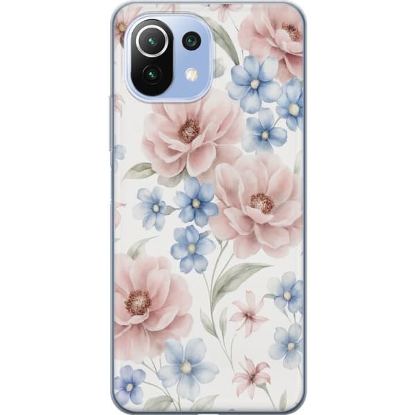 Xiaomi 11 Lite 5G NE Gjennomsiktig deksel Romantiske blomster