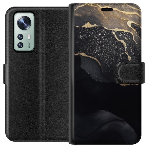 Xiaomi 12 Lommeboketui Svart gull abstrakt