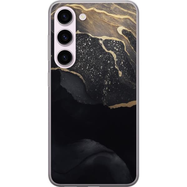 Samsung Galaxy S23 Gennemsigtig cover Sort guld abstrakt