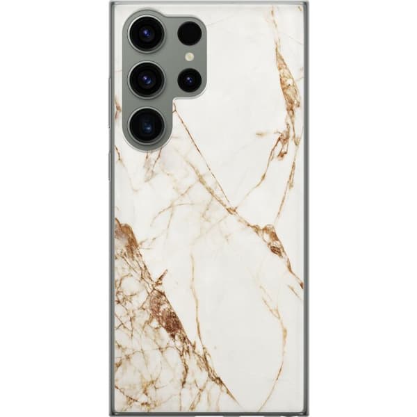 Samsung Galaxy S23 Ultra Gennemsigtig cover Hvid marmor