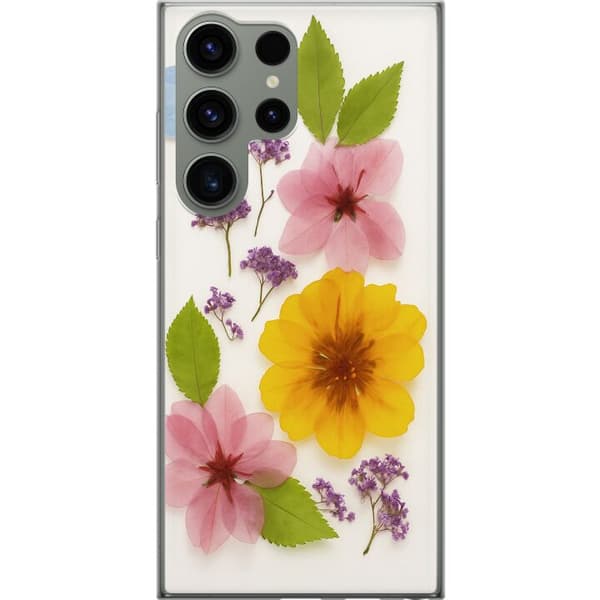 Samsung Galaxy S23 Ultra Genomskinligt Skal Pressade blommor