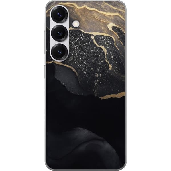 Samsung Galaxy S25 Gennemsigtig cover Sort guld abstrakt