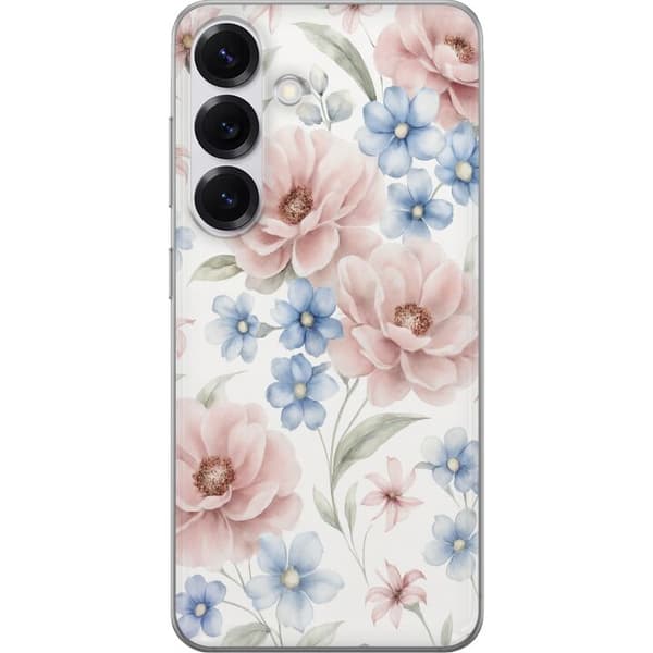 Samsung Galaxy S25 Läpinäkyvä kuori Romanttiset kukat