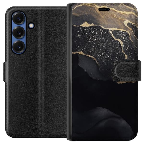 Samsung Galaxy S25+ Lommeboketui Svart gull abstrakt