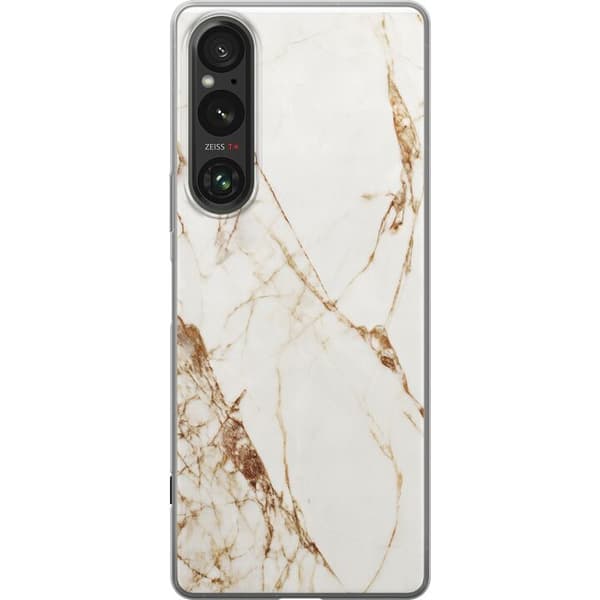 Sony Xperia 1 VI Gjennomsiktig deksel Hvit marmor