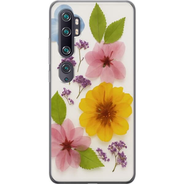 Xiaomi Mi Note 10 Gennemsigtig cover Pressede blomster