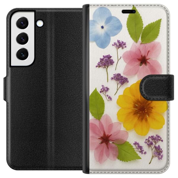 Samsung Galaxy S22 5G Tegnebogsetui Pressede blomster