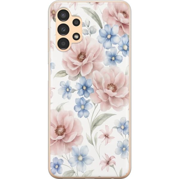 Samsung Galaxy A13 Läpinäkyvä kuori Romanttiset kukat