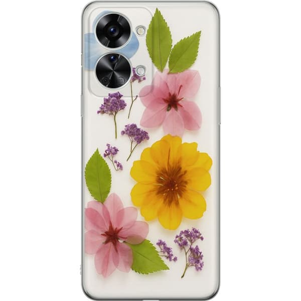OnePlus Nord 2T Gennemsigtig cover Pressede blomster
