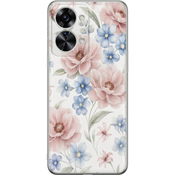 OnePlus Nord 2T Gennemsigtig cover Romantiske blomster