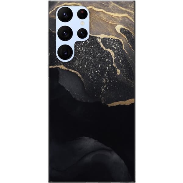 Samsung Galaxy S22 Ultra 5G Gennemsigtig cover Sort guld abstrakt