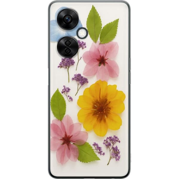 OnePlus Nord CE 3 Lite Gennemsigtig cover Pressede blomster