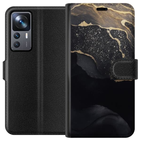 Xiaomi 12T Tegnebogsetui Sort guld abstrakt