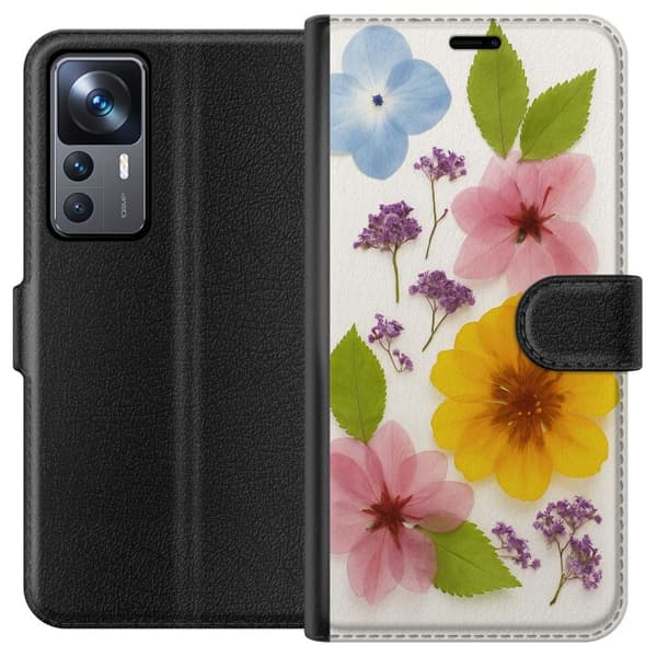 Xiaomi 12T Lommeboketui Pressede blomster