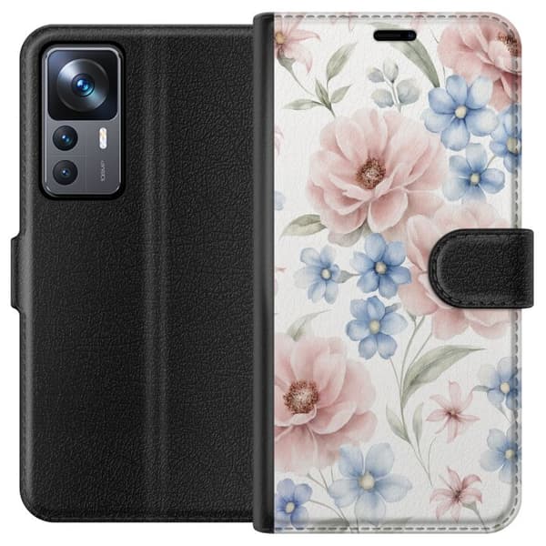 Xiaomi 12T Plånboksfodral Romantiska blommor