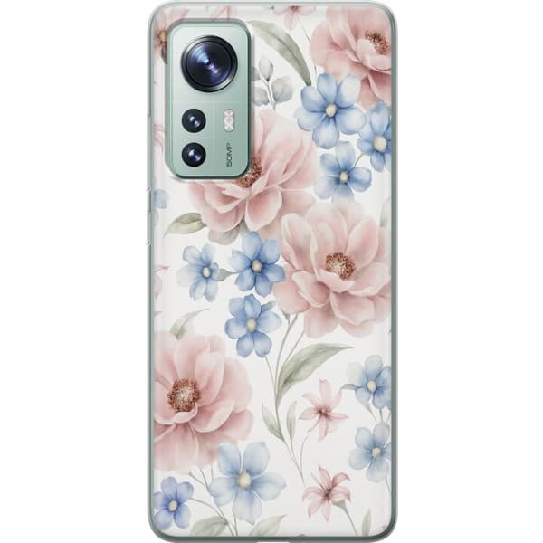 Xiaomi 12 Läpinäkyvä kuori Romanttiset kukat