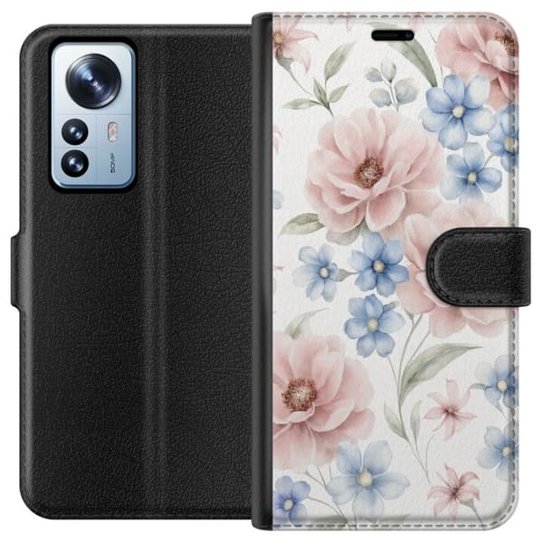 Xiaomi 12 Pro Lompakkokotelo Romanttiset kukat
